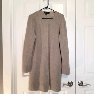 St. John tan full zip Wool knit sweater coat SZ Large